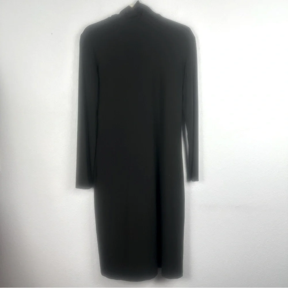 Norma Kamali Little Black Turtleneck Dress Side Neck Zipper Stretchy Medium